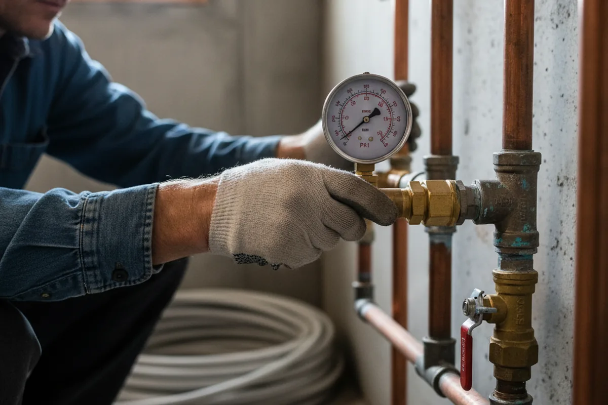 Pressure testing a repaired line during Water Line Repair in Apache Junction